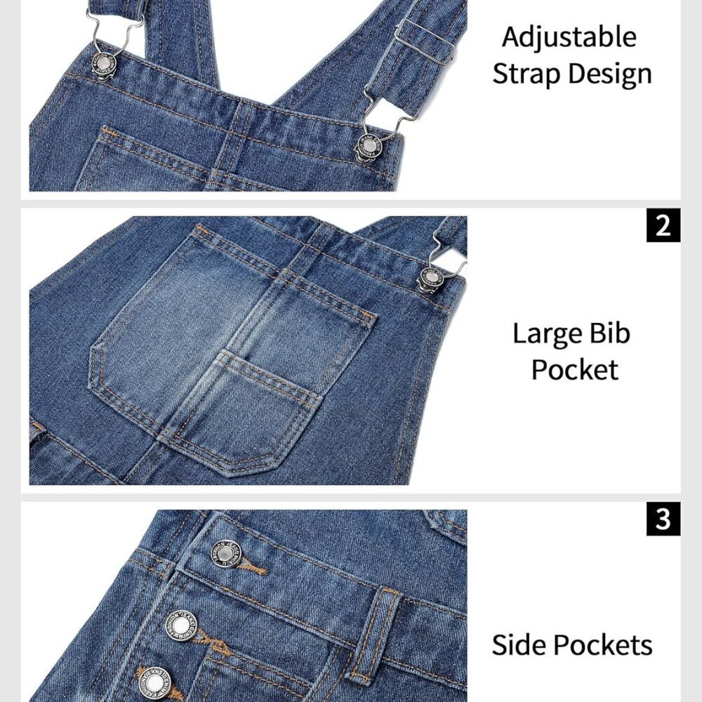 Denim Overalls for Women Barrel Wide Leg Bib Baggy Jeans Adjustable Denim Romper - Picture 5 of 5